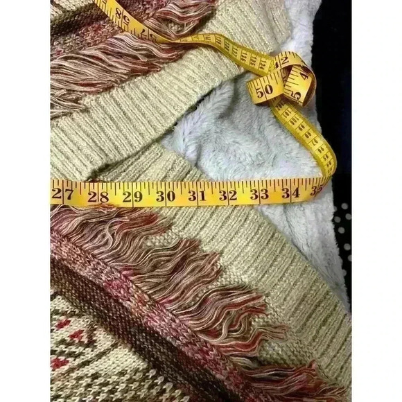 Lucky Cardigan Aztec Southwestern Fringe Asymetrical Open Sweater Womens  Large - Picture 6 of 11